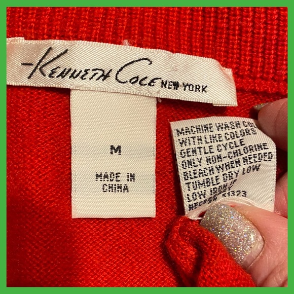 Red Kenneth Cole Long Sleeve Button Up Cardigan - Picture 5 of 7